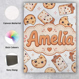 Personalised Name Cute Kawaii Cookies and Custom  Unique Gift Idea Elegant Feature Canvas Wall Art Print Decor Picture Ready to Hang