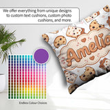 Custom Name Cute Kawaii Cookies and Milk Carton Grey Background Square Filled Cushion Throw Pillow Sofa Bed Home Decor Zip Washable UK Made