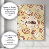 Personalised Name Cute Kawaii Chocolate Custom  Modern Room Accent Elegant Feature Canvas Wall Art Print Decor Picture Ready to Hang