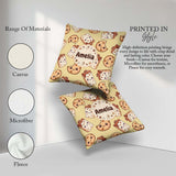 Custom Name Kawaii Chocolate Milk and Cookie Characters Seamless Square Filled Cushion Throw Pillow Sofa Bed Home Decor Zip Washable UK Made