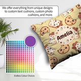 Custom Name Kawaii Chocolate Milk and Cookie Characters Seamless Square Filled Cushion Throw Pillow Sofa Bed Home Decor Zip Washable UK Made