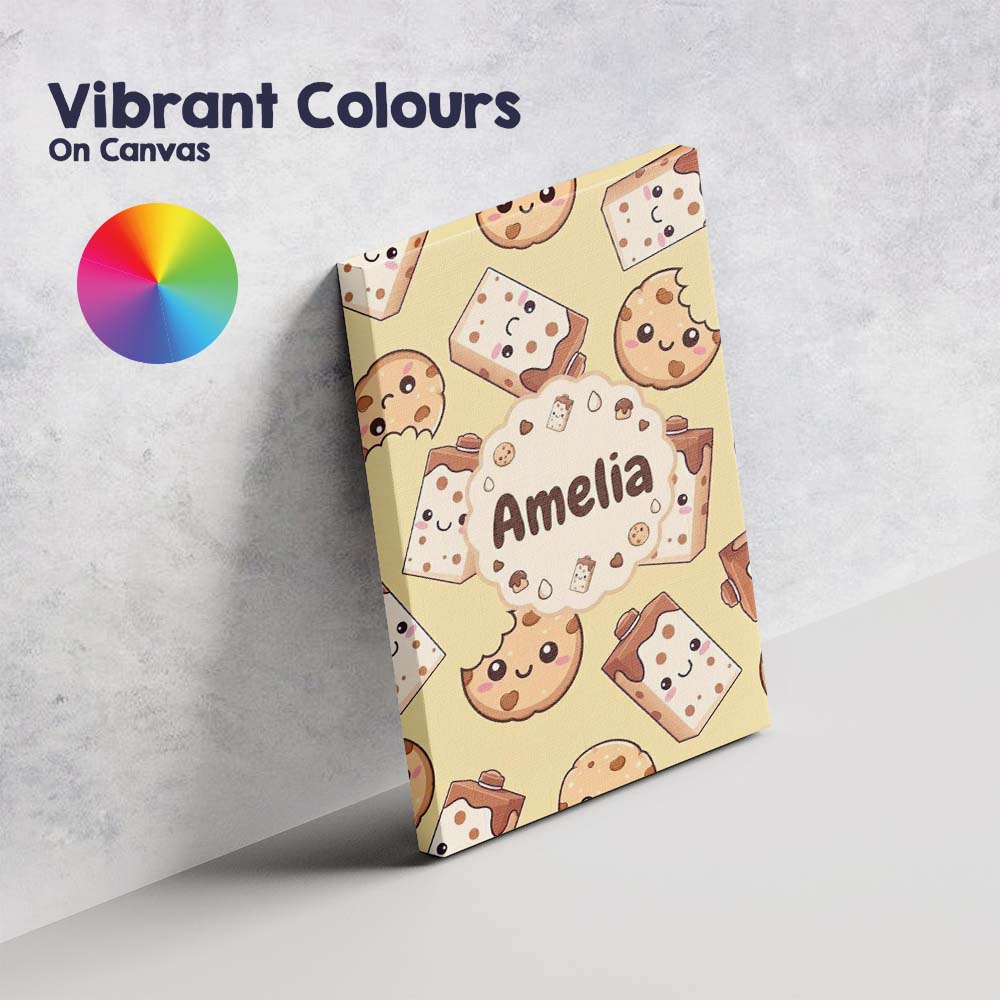 Personalised Name Cute Kawaii Chocolate Custom  Modern Room Accent Elegant Feature Canvas Wall Art Print Decor Picture Ready to Hang