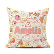 Custom Name Kawaii Food Sushi Fruit and Drinks Seamless Pattern Square Filled Cushion Throw Pillow Sofa Bed Home Decor Zip Washable UK Made