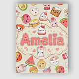 Personalised Name Cute Kawaii Food Characters Custom Unique Gift Idea Modern Room Accent Canvas Wall Art Print Decor Picture Ready to Hang
