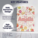 Personalised Name Cute Kawaii Food Characters Custom Unique Gift Idea Modern Room Accent Canvas Wall Art Print Decor Picture Ready to Hang
