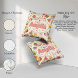 Custom Name Kawaii Food Sushi Fruit and Drinks Seamless Pattern Square Filled Cushion Throw Pillow Sofa Bed Home Decor Zip Washable UK Made