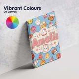 Personalised Name Cute Kawaii Food Characters Custom Unique Gift Idea Modern Room Accent Canvas Wall Art Print Decor Picture Ready to Hang