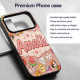 Cute Kawaii Food Characters on Peach Background Custom Name Protective Phone Case Mobile Cover Durable Everyday Smartphone Shock Resistant
