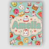 Personalised Name Cute Kawaii Food Characters Custom Unique Gift Idea Modern Room Accent Canvas Wall Art Print Decor Picture Ready to Hang