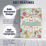 Personalised Name Cute Kawaii Food Characters Custom Unique Gift Idea Modern Room Accent Canvas Wall Art Print Decor Picture Ready to Hang