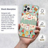 Cute Kawaii Food Characters on Printed Design Custom Name Protective Phone Case Mobile Cover Durable Everyday Smartphone Shock Resistant