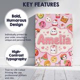 Personalised Name Cute Kawaii Food Characters Custom Unique Gift Idea Modern Room Accent Canvas Wall Art Print Decor Picture Ready to Hang