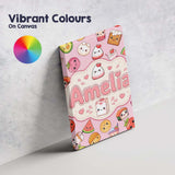 Personalised Name Cute Kawaii Food Characters Custom Unique Gift Idea Modern Room Accent Canvas Wall Art Print Decor Picture Ready to Hang
