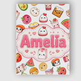 Personalised Name Cute Kawaii Food Characters Custom Unique Gift Idea Modern Room Accent Canvas Wall Art Print Decor Picture Ready to Hang