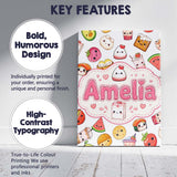Personalised Name Cute Kawaii Food Characters Custom Unique Gift Idea Modern Room Accent Canvas Wall Art Print Decor Picture Ready to Hang