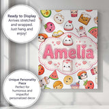 Personalised Name Cute Kawaii Food Characters Custom Unique Gift Idea Modern Room Accent Canvas Wall Art Print Decor Picture Ready to Hang
