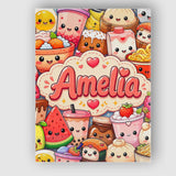 Personalised Name Cute Kawaii Food Collage Custom  Unique Gift Idea Elegant Feature Canvas Wall Art Print Decor Picture Ready to Hang