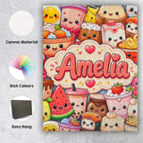 Personalised Name Cute Kawaii Food Collage Custom  Unique Gift Idea Elegant Feature Canvas Wall Art Print Decor Picture Ready to Hang