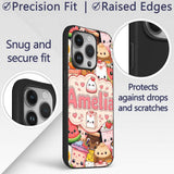 Cute Kawaii Food Collage Characters on Red Background Custom Name Protective Phone Case Mobile Cover Durable Smartphone Shock Resistant