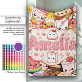 Cute Kawaii Food Collage Characters on Red Background Seamless  Personalised Custom Name Super Soft Fleece Blanket Bed Sofa Throw