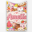 Cute Kawaii Food Collage Characters on White Background Seamless  Personalised Custom Name Super Soft Fleece Blanket Bed Sofa Throw