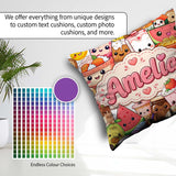 Custom Name Food Collage Characters on White Background Seamless Square Filled Cushion Throw Pillow Sofa Bed Home Decor Zip Washable UK Made