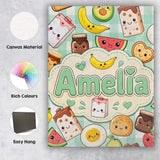 Personalised Name Cute Kawaii Breakfast Custom  Modern Room Accent Elegant Feature Canvas Wall Art Print Decor Picture Ready to Hang