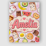 Personalised Name Cute Kawaii Breakfast Custom  Modern Room Accent Elegant Feature Canvas Wall Art Print Decor Picture Ready to Hang