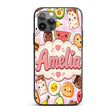 Cute Kawaii Breakfast Food Characters on Pink Custom Name Protective Phone Case Mobile Cover Durable Everyday Smartphone Shock Resistant