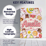 Personalised Name Cute Kawaii Breakfast Custom  Modern Room Accent Elegant Feature Canvas Wall Art Print Decor Picture Ready to Hang