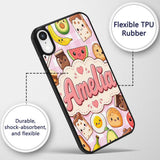 Cute Kawaii Breakfast Food Characters on Pink Custom Name Protective Phone Case Mobile Cover Durable Everyday Smartphone Shock Resistant
