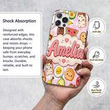 Cute Kawaii Breakfast Food Characters on Pink Custom Name Protective Phone Case Mobile Cover Durable Everyday Smartphone Shock Resistant