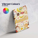 Personalised Name Kawaii Breakfast Food Custom  Modern Room Accent Elegant Feature Canvas Wall Art Print Decor Picture Ready to Hang