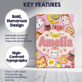 Personalised Name Cute Kawaii Breakfast Custom  Modern Room Accent Elegant Feature Canvas Wall Art Print Decor Picture Ready to Hang