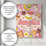 Personalised Name Cute Kawaii Breakfast Custom  Modern Room Accent Elegant Feature Canvas Wall Art Print Decor Picture Ready to Hang