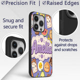 Cute Kawaii Breakfast Food Characters on Purple Custom Name Protective Phone Case Mobile Cover Durable Everyday Smartphone Shock Resistant