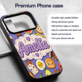 Cute Kawaii Breakfast Food Characters on Purple Custom Name Protective Phone Case Mobile Cover Durable Everyday Smartphone Shock Resistant