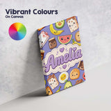Personalised Name Cute Kawaii Breakfast Custom  Modern Room Accent Elegant Feature Canvas Wall Art Print Decor Picture Ready to Hang