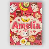Personalised Name Cute Kawaii Breakfast Custom  Modern Room Accent Elegant Feature Canvas Wall Art Print Decor Picture Ready to Hang