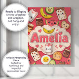 Personalised Name Cute Kawaii Breakfast Custom  Modern Room Accent Elegant Feature Canvas Wall Art Print Decor Picture Ready to Hang