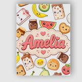 Personalised Name Cute Kawaii Breakfast Custom  Modern Room Accent Elegant Feature Canvas Wall Art Print Decor Picture Ready to Hang