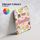 Personalised Name Cute Kawaii Breakfast Custom  Modern Room Accent Elegant Feature Canvas Wall Art Print Decor Picture Ready to Hang