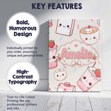 Personalised Name Cute Kawaii Strawberry Custom  Unique Gift Idea Elegant Feature Canvas Wall Art Print Decor Picture Ready to Hang