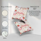 Custom Name Cute Kawaii Strawberry Drinks and Cat Cups on Cream Square Filled Cushion Throw Pillow Sofa Bed Home Decor Zip Washable UK Made