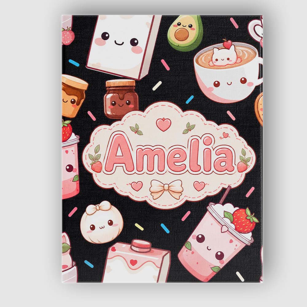 Personalised Name Cute Kawaii Strawberry Custom  Unique Gift Idea Elegant Feature Canvas Wall Art Print Decor Picture Ready to Hang