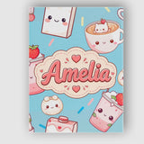 Personalised Name Cute Kawaii Strawberry Custom  Unique Gift Idea Elegant Feature Canvas Wall Art Print Decor Picture Ready to Hang