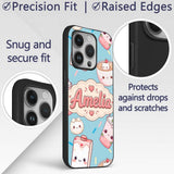 Cute Kawaii Strawberry Drinks and Cat Cups on Custom Name Protective Phone Case Mobile Cover Durable Everyday Smartphone Shock Resistant