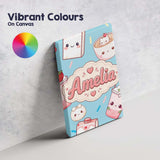 Personalised Name Cute Kawaii Strawberry Custom  Unique Gift Idea Elegant Feature Canvas Wall Art Print Decor Picture Ready to Hang