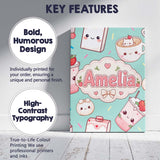 Personalised Name Cute Kawaii Strawberry Custom  Unique Gift Idea Elegant Feature Canvas Wall Art Print Decor Picture Ready to Hang