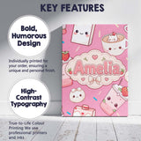 Personalised Name Cute Kawaii Strawberry Custom  Unique Gift Idea Elegant Feature Canvas Wall Art Print Decor Picture Ready to Hang
